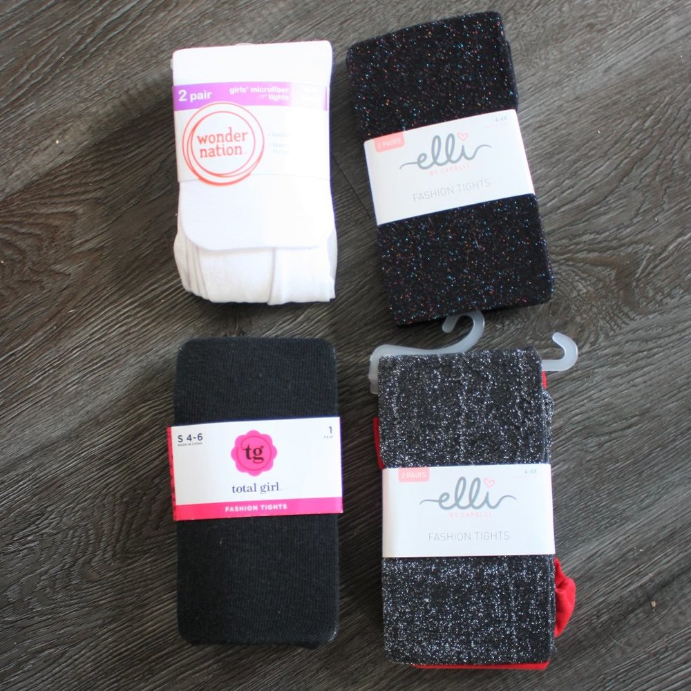 7 pairs Girls 4-6 Footed Tights